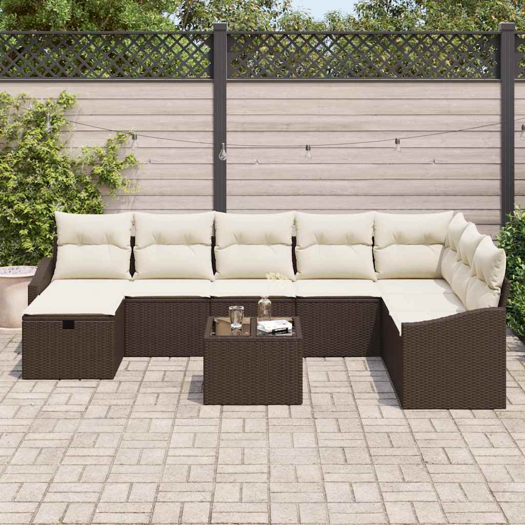 Garten-Sofa-Set 9 pcs Braun 55 x 62 x 69 cm Poly Rattan